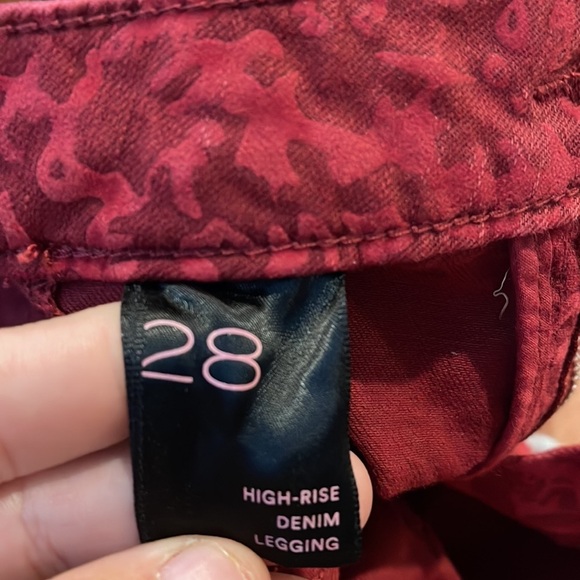 Anthropologie  Pilcro Flocked High-Rise Leggings size 28 raspberry colo - Picture 12 of 16